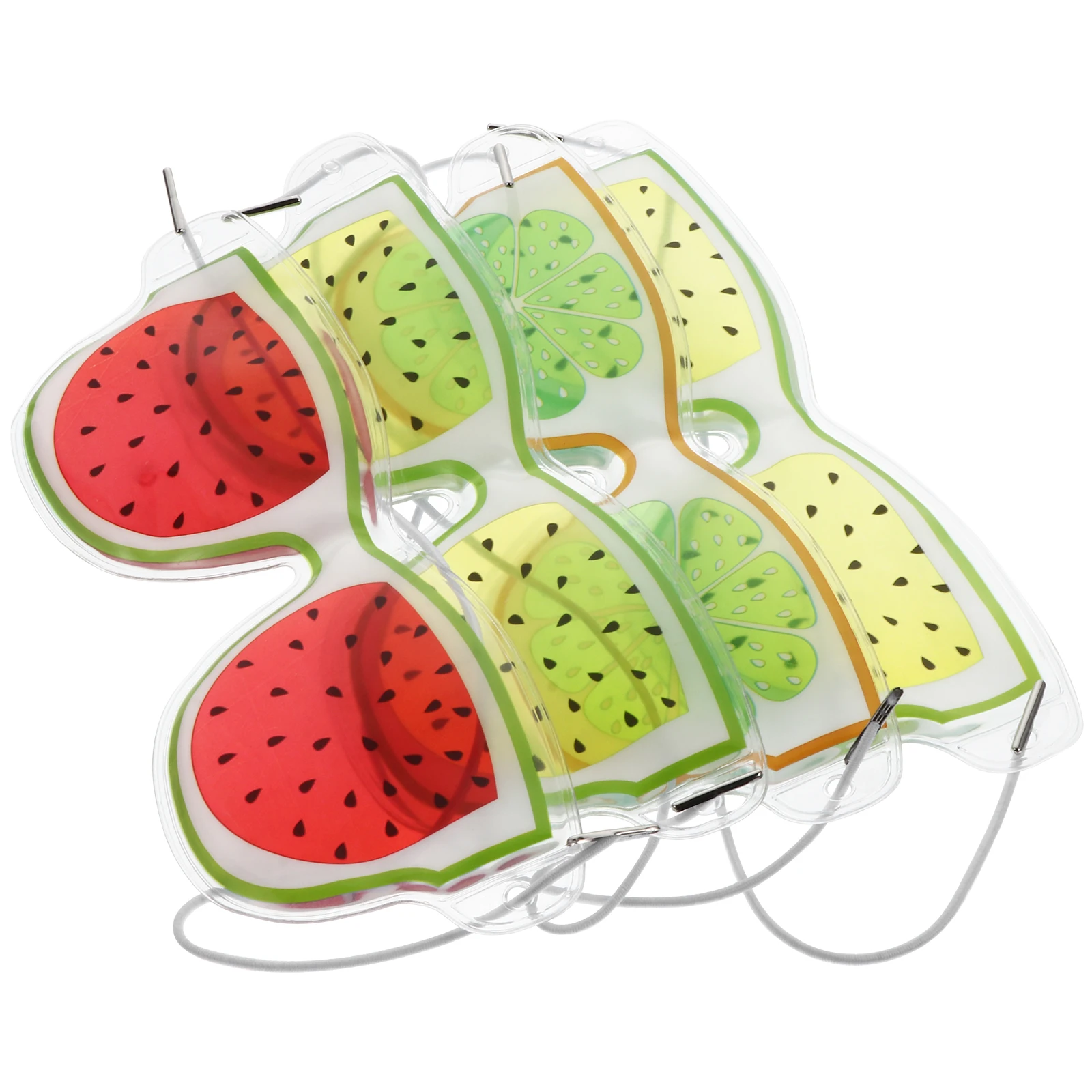 

4pcs 4 Gel Eye Masks Reusable PP Hot Cold Compress Cooling Patch Cute Fruit Pattern Design Elastic Band
