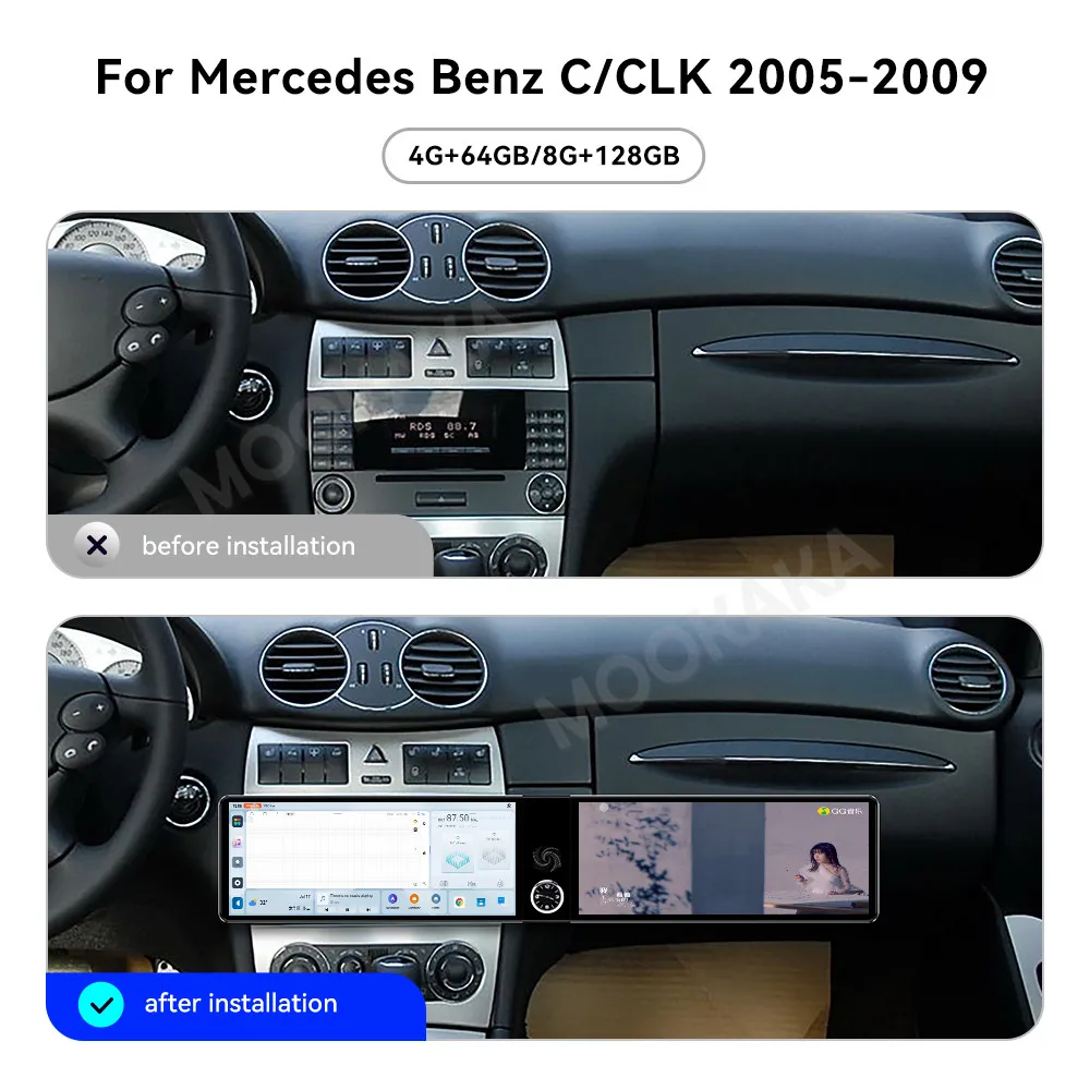 Car Accessories Radio For Mercedes-Benz C CLK 2005-2009 Android Auto GPS Navigation Multimedia Stereo Receiver Head Unit Offline