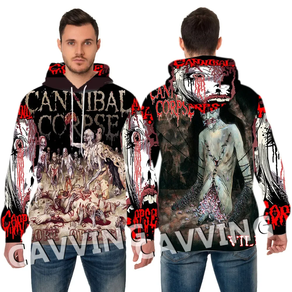 Masculino CANNIBAL CORPSE 3D impresso moletom com capuz, pulôver de manga comprida, roupas streetwear, tops de moda, novo