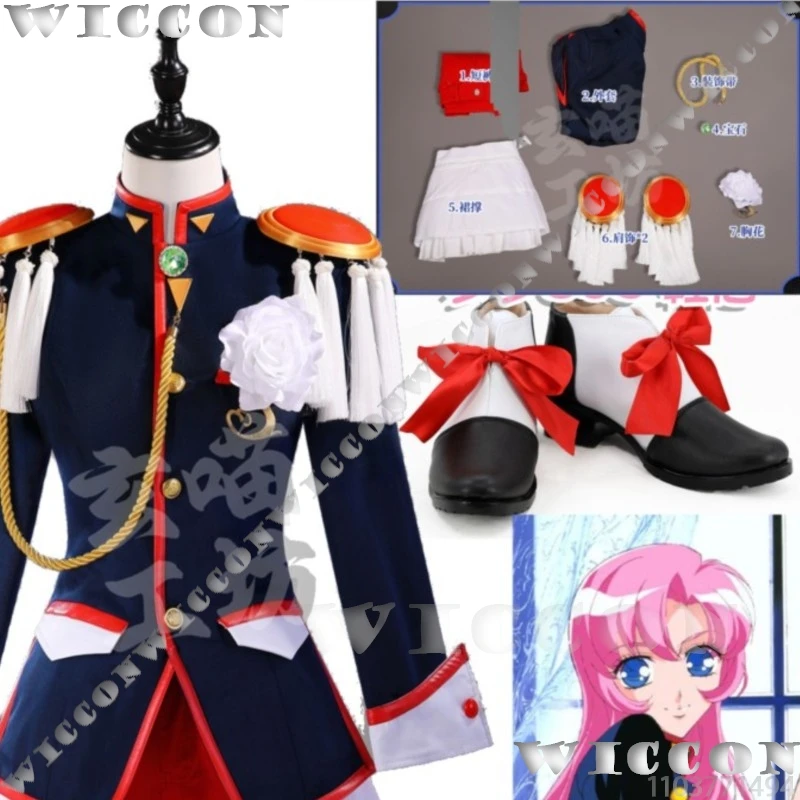 

Revolutionary Tenjou Utena Cosplay Black Top Coat Red Shorts Pink Wig Shoes Woman Dress Halloween Navidad Carnaval Outfit Cos