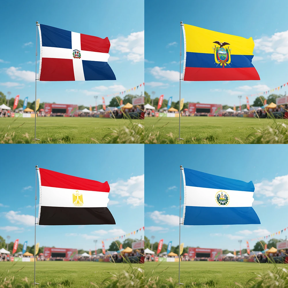 

Dominican Republic El Salvador Ecuador Egypt Flag National Graphic Banner Custom Polyester Shaft Cover Grommets 3X5FT 90X150CM