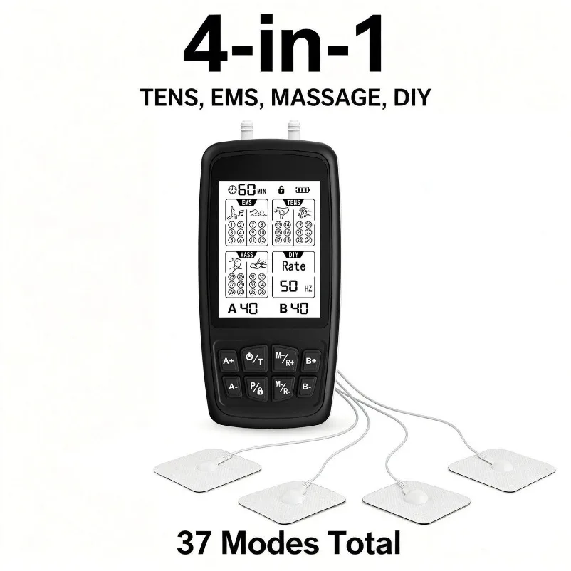 4 in 1 37 Mode AB Channel Massager Low Frequency EMS Pulse Massager TENS Meridian Therapy Instrument