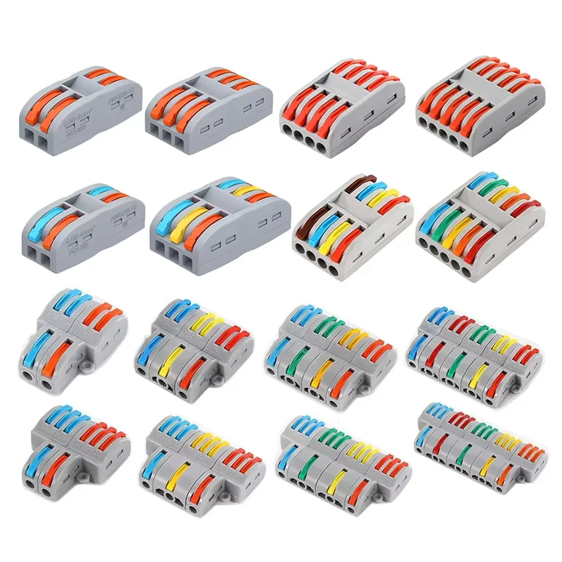 10/50Pcs Lever Wire Connectors, Compact Splicing Wire Connector, 2 3 5 Way Electrical Connectors for Quick Connect 28-12 AWG
