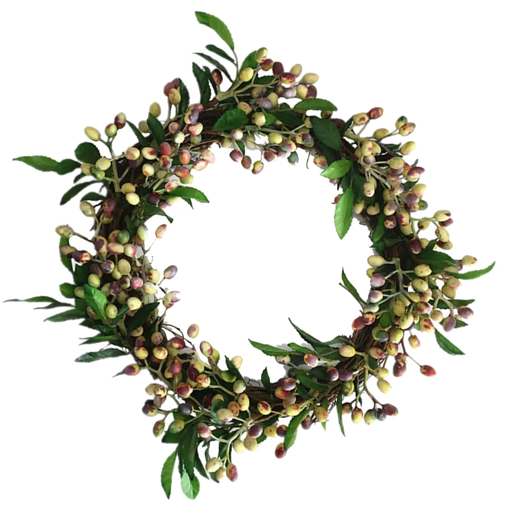

Faux Olive Vintage Hanging Photo Prop Door Flower Artificial Wreath Decor Plants Wreath Photo Prop Home Decor
