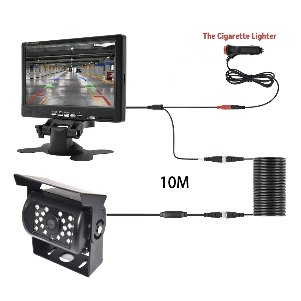 

Backup Camera 7" HD TFT LCD Vehicle Rear View Monitor Waterproof Back Up Camera Night Vision for Truck RV