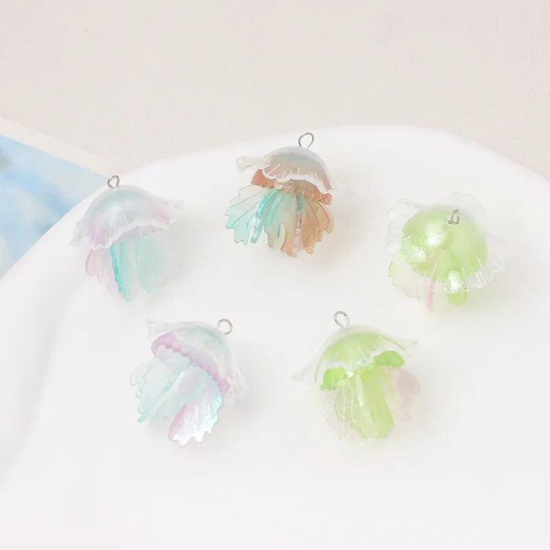 6Pcs Fantasy Jellyfish Pendant Charm DIY Handmade Earrings Bracelet Hairpin Accessories Materials