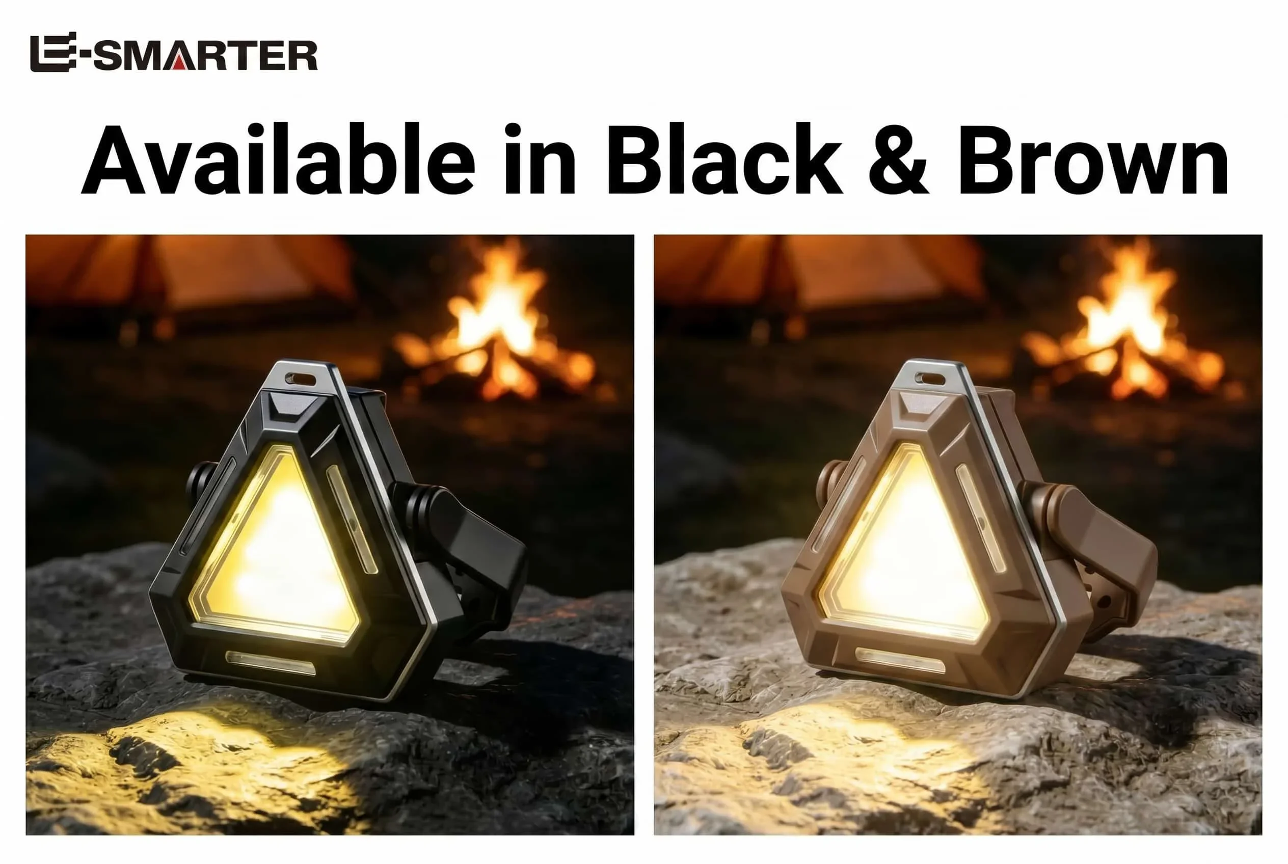 Magnetic Rechargeable Outdoor Flashlight, Triangle Red Blue Warning Camping Lamp, Compact Portable Multi-Purpose Light