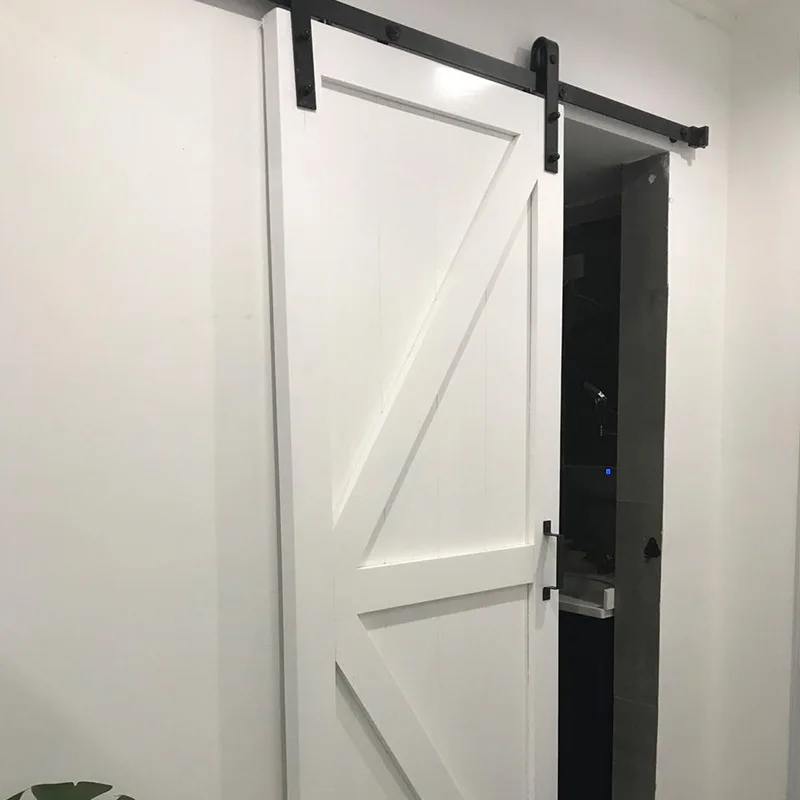 Nordic simple solid wood barn door modern bathroom sliding  kitchen sliding Internet celebrity with hanging rail