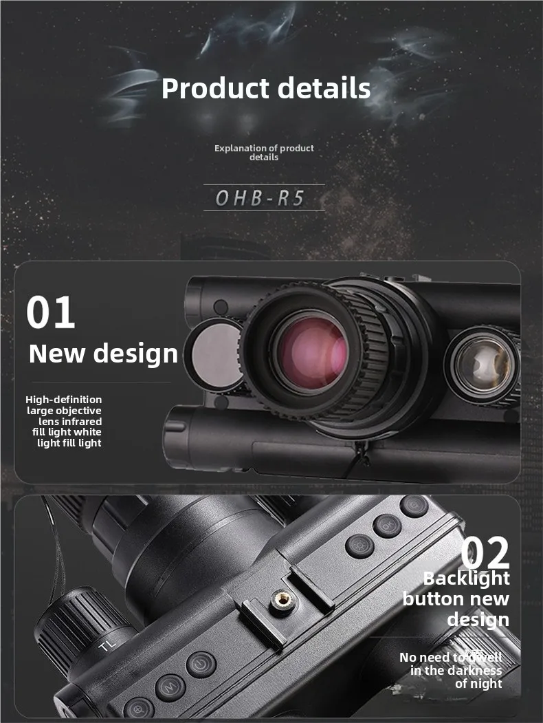 Professional head-mounted low-light binocular night vision device outdoor camping digital night vision device telescope
