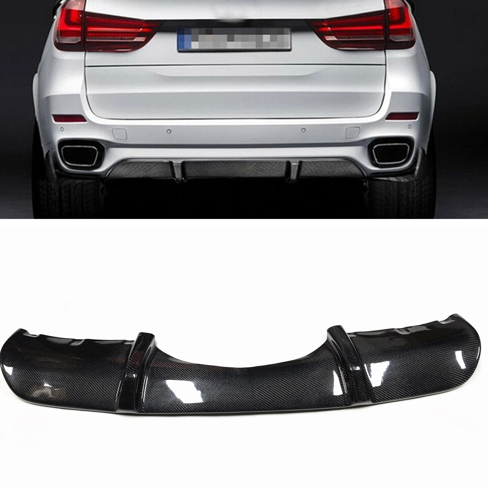 

Rear Bumper Diffuser Lip For BMW F15 X5 M Sport 2014-2018 Car Boot Splitter Exhaust Bracket Real Carbon Fiber Spoiler Plate Kit