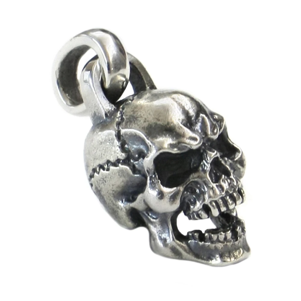 

925 Sterling Silver Details Skull Pendant Biker Rock Punk Jewelry TA221