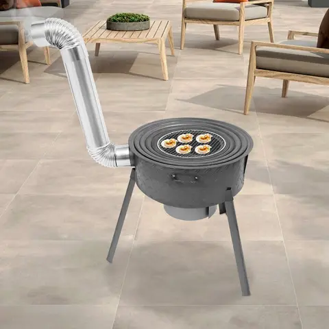 52*57 Cm Gray Multifunction Wood Burning Stove Portable Charcoal Stove Camping Stove with Burning Ash Box