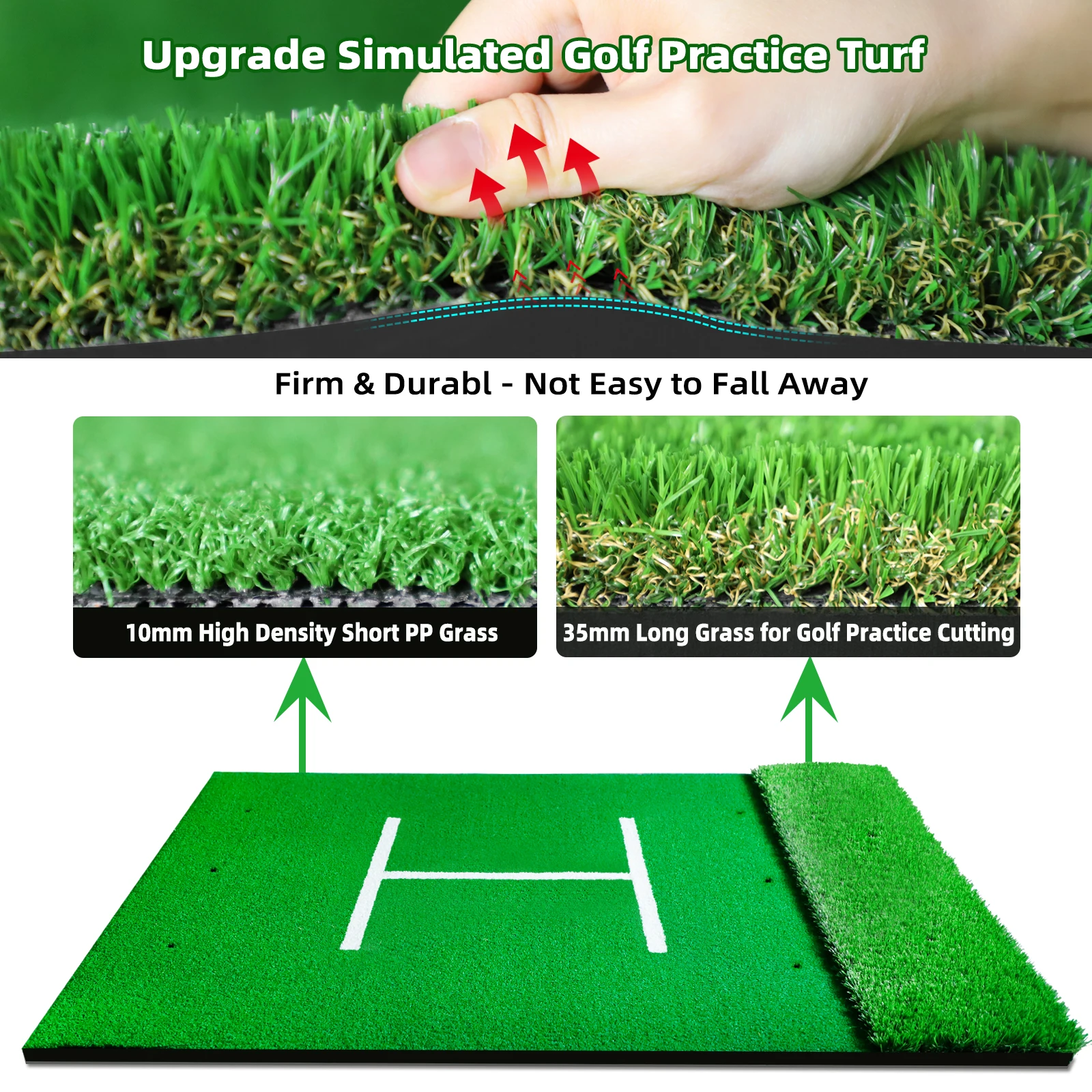 Roykaw Golf Hitting Mat, Golf Practice Mat Indoor/Outdoor, 5 x 4ft Thickened Artificial Turf with 0.4-Inch PP Grass