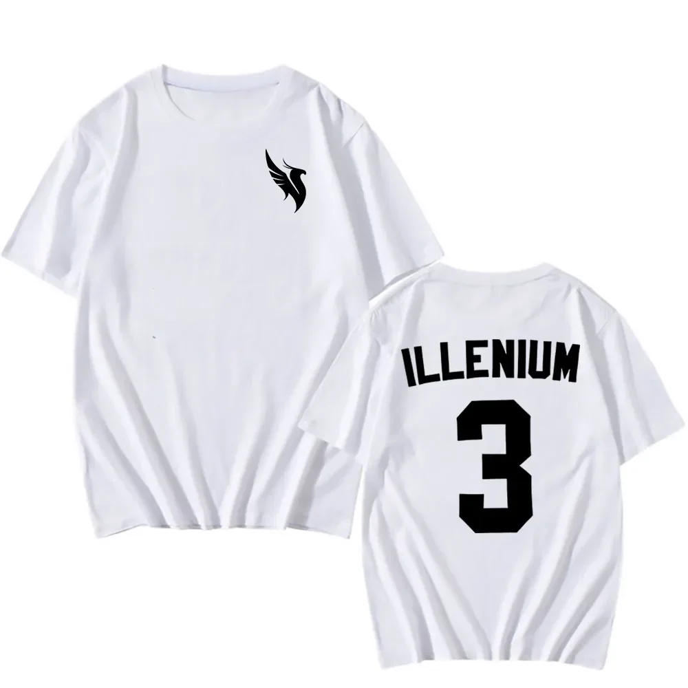 تي شيرت ILLENIUM بأكمام قصيرة من القطن للرجال/النساء تي شيرت للجنسين ملابس الشارع الشهير فضفاضة برقبة دائرية تي شيرت رجالي بشعار جرافيك مطبوع