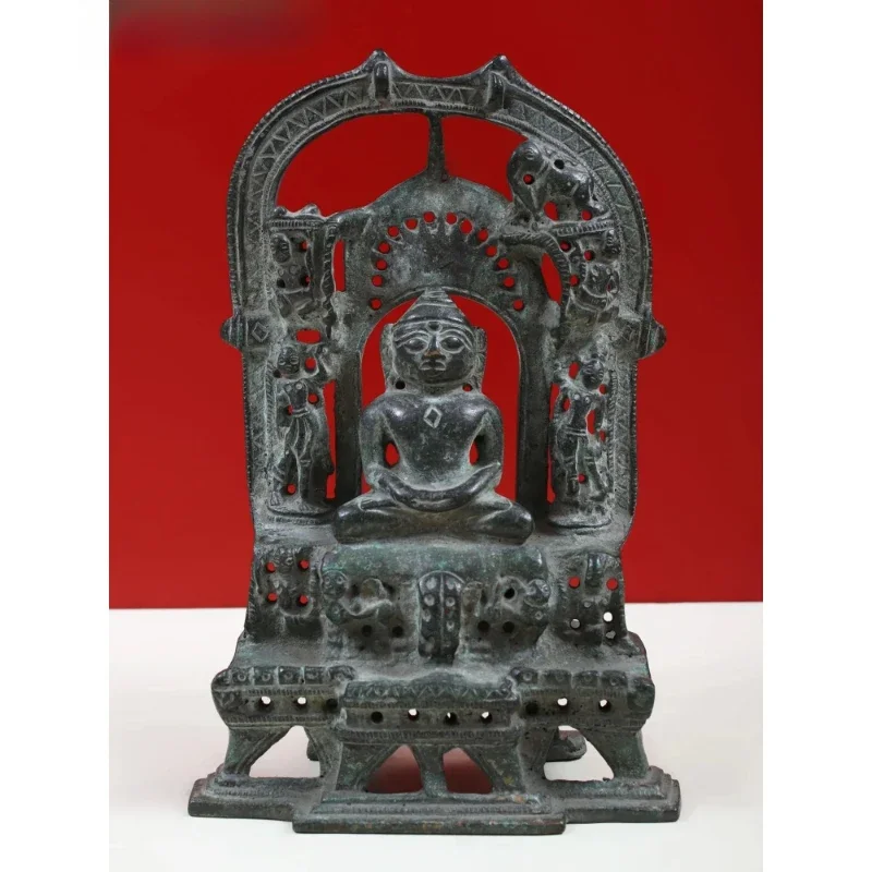 Handmade 6-inch brass Jain shrine sculpture Unique sculpture handmade by Indian artisans