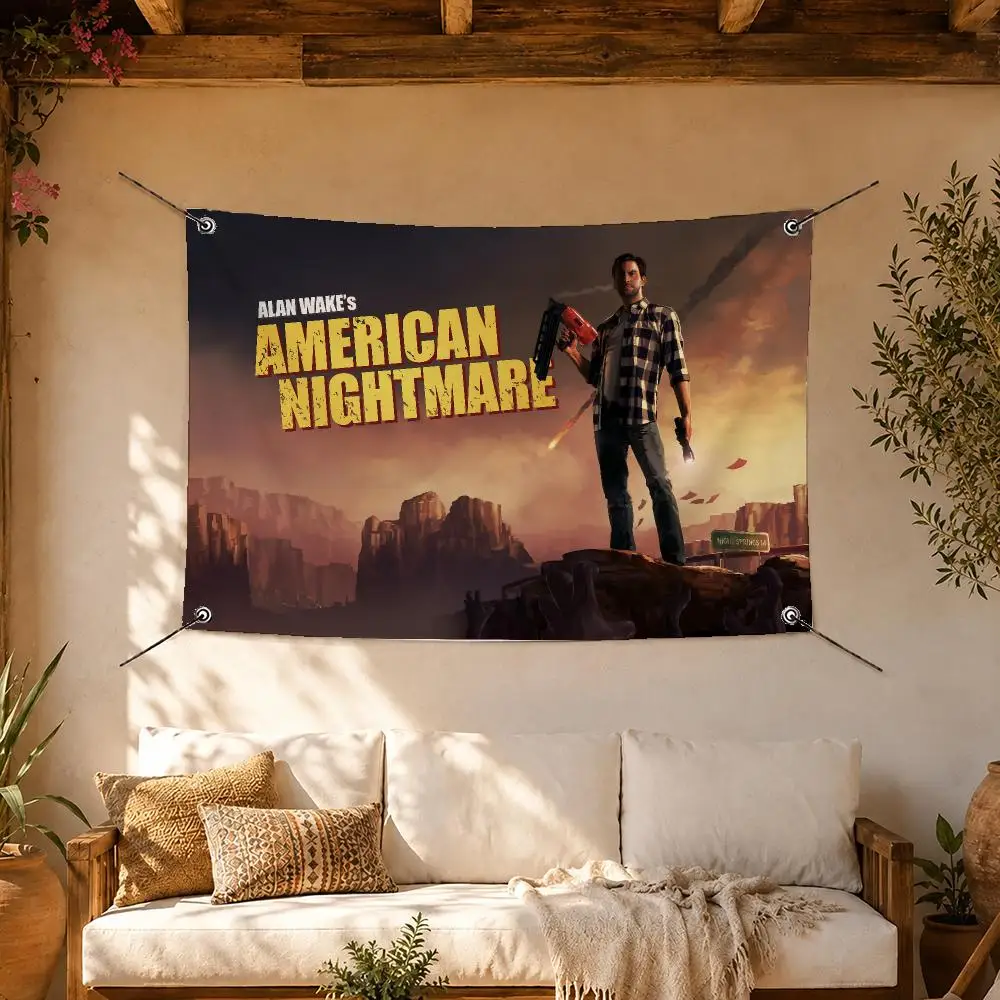 Pro Game Alan Wake Flags Room Home Decor Wall‑Hanging Art Banner, Outdoor for Bedroom Party Background Decoration
