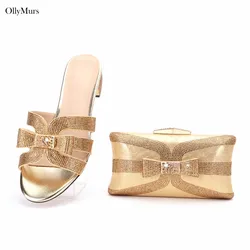 African Style High Heel Shoes And Purse Bags For Party Nigeria Elegant Summer Woman Pumps Shoes And Bags Set Size 37-43