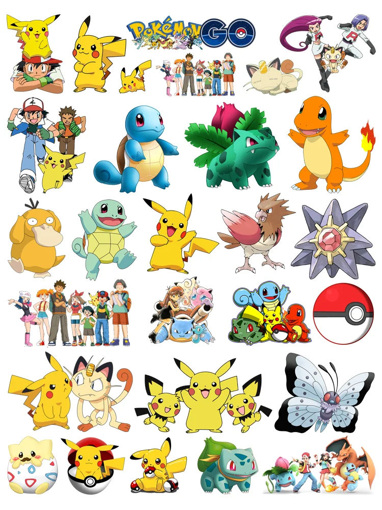 Pegatinas de vinilo de dibujos animados de Pokémon, parches de ropa para niños, aplicaciones de planchado, impresión para ropa