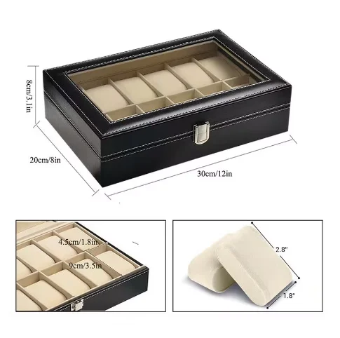 61012 20 Slots Wrist Watch Box Watch Holder Storage Case Organizer PU Leather Watch Display Box regalos para hombre