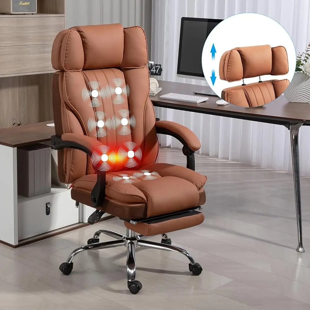 

Massage Office Chair With Heat And 8 Vibration Points Big And Tall Executive Office Chair With Adjustable Headrest, Extra Wide