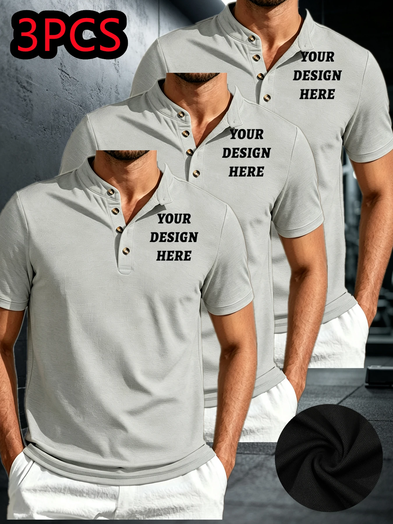 M3-piece men's custom logo Polo shirt with customizable design on the left chest - breathable business casual T-shirt, customiza