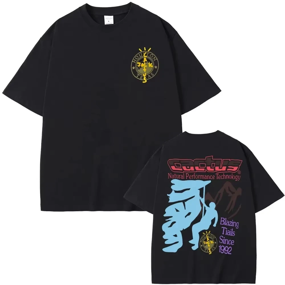 Camiseta del rapero Cactus Jack con gráficos del álbum UTOPIA, camisetas de Hip Hop para hombre, camisetas de algodón puro, camiseta informal para hombre, ropa de calle