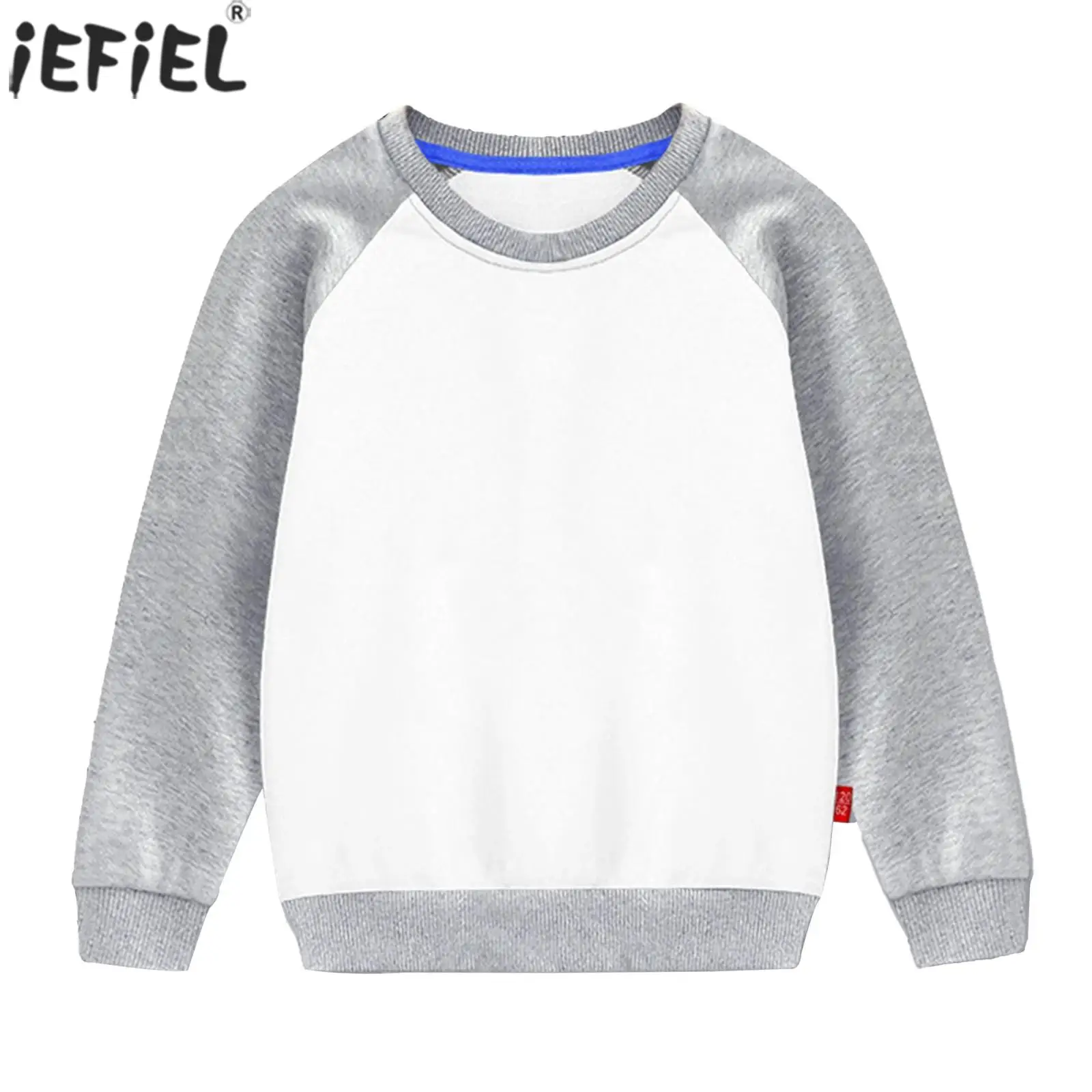 

Kids Boys Girls Fashion Casual Sweatshirt Round Neck Long Sleeve Color Block Pullover Tops Children Daily Sports Workout Top