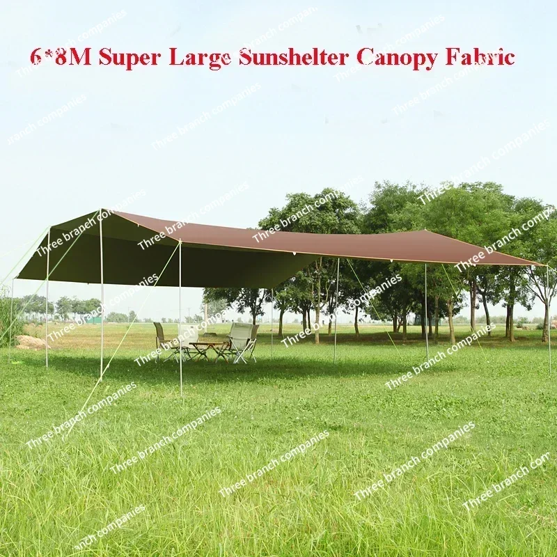 6*8m Large Canopy Waterproof Oxford Silver Coated Outdoor Camping Awning Sunshelter Tarp More Hanging Points