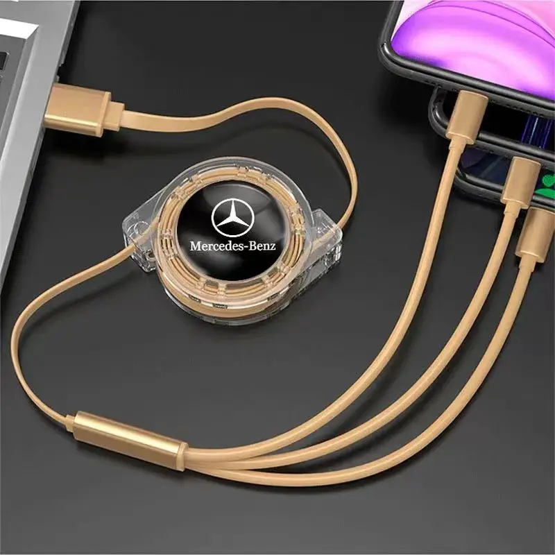 Car Interior 3 In 1 Fast Charger USB Data Cable Accessory For Mercedes Benz AMG E S C A B Class GLE GLS CLS GLC W204 W205 W203