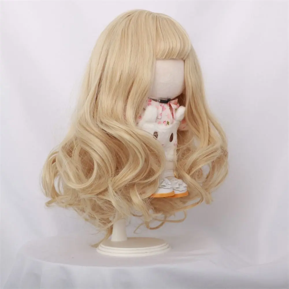 20CM Fake Invisible High quality Natural Smooth Dolls Accessories Cosplay Hair Girl Toy Wigs Long Blonde Curls Plush Doll Wigs