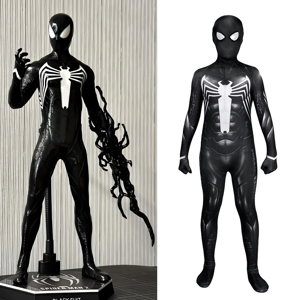 

Детский черный костюм Marvel «Человек-паук 2» для косплея Venom, костюм «Человек-паук» с 3D принтом из спандекса «зентай», боди на Хэллоуин для детей