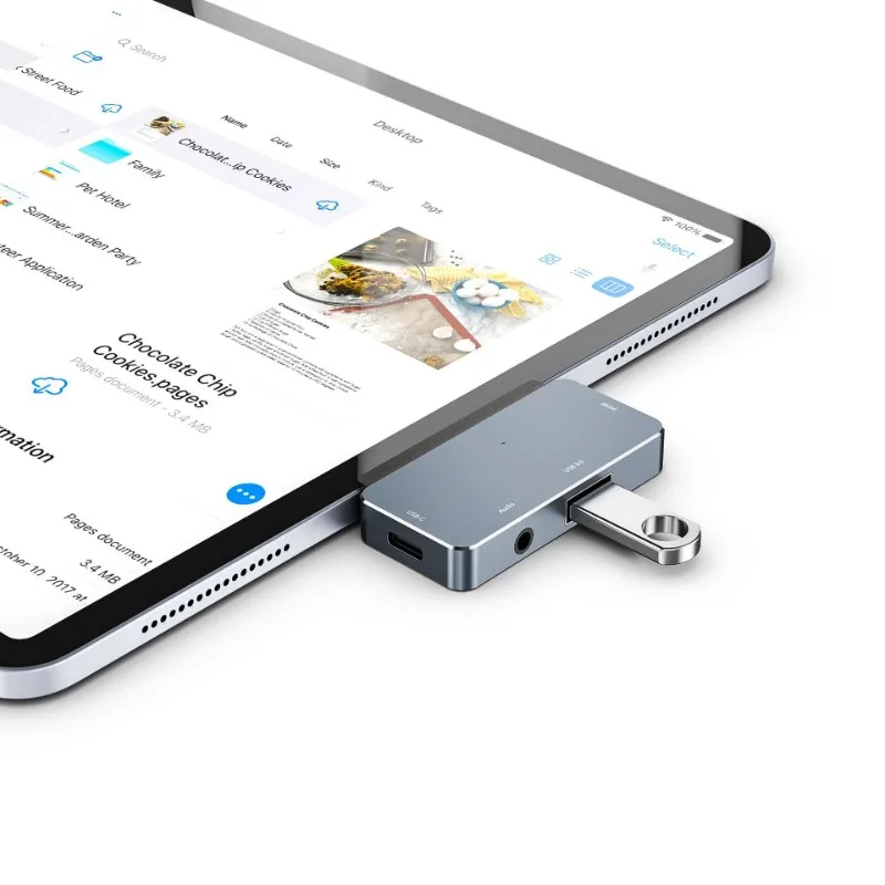 QWE--Compatible 4-In-1 USB-C Hub For Ipad Pro- USB 3.0, 3.5Mm Headphone Jack, PD Fast Charge Functionality
