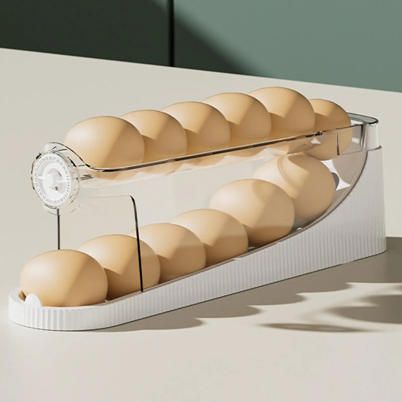 

Egg Dispenser For Refrigerator Rolling Double-Layer Container Egg Rack For Kitchen Counter Boiled Pantry Table Home