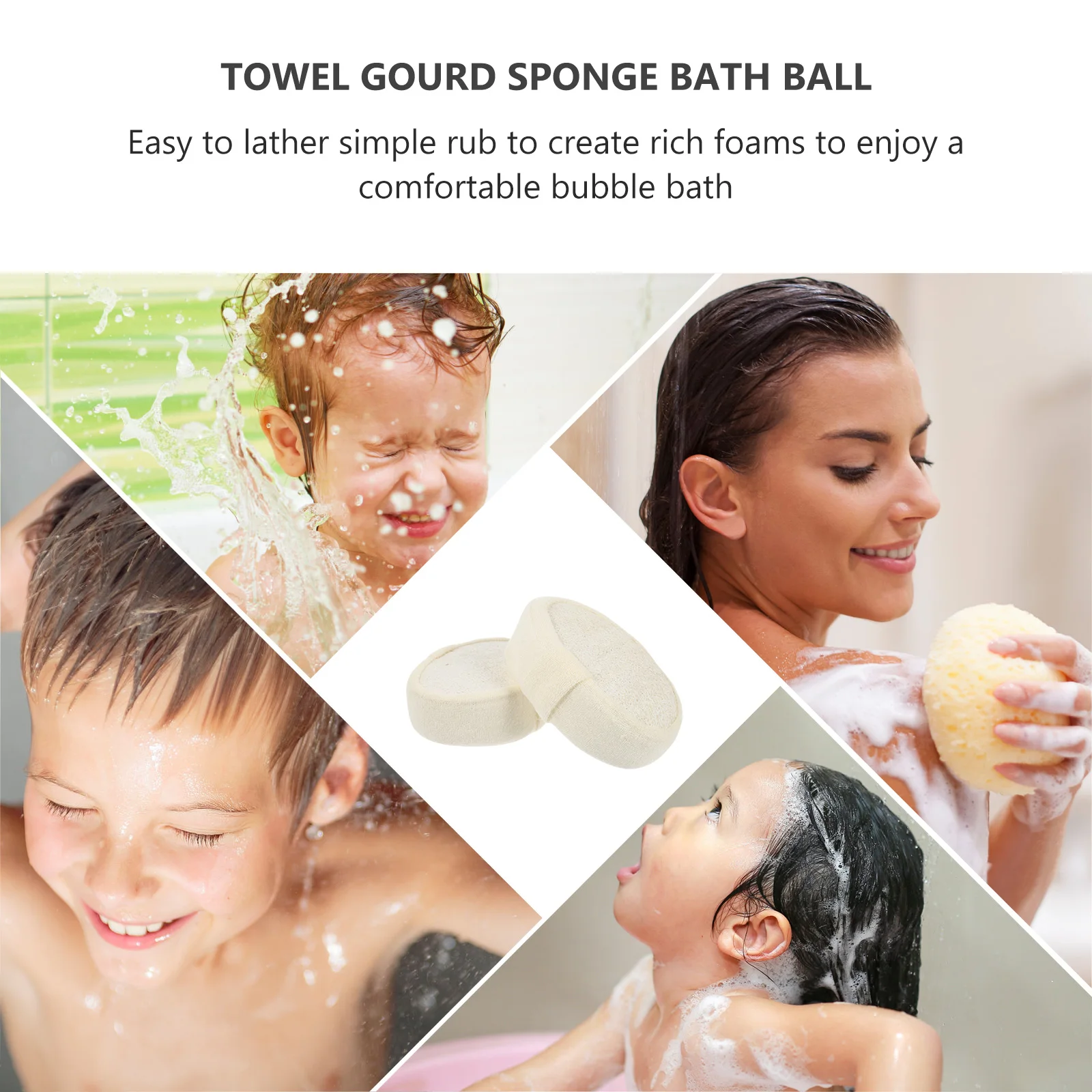 

2Pcs Natural Loofah Bath Scrubbing Sponge Shower Balls Body Washing Deep Tool Bath Scrubber Loofah Sponge