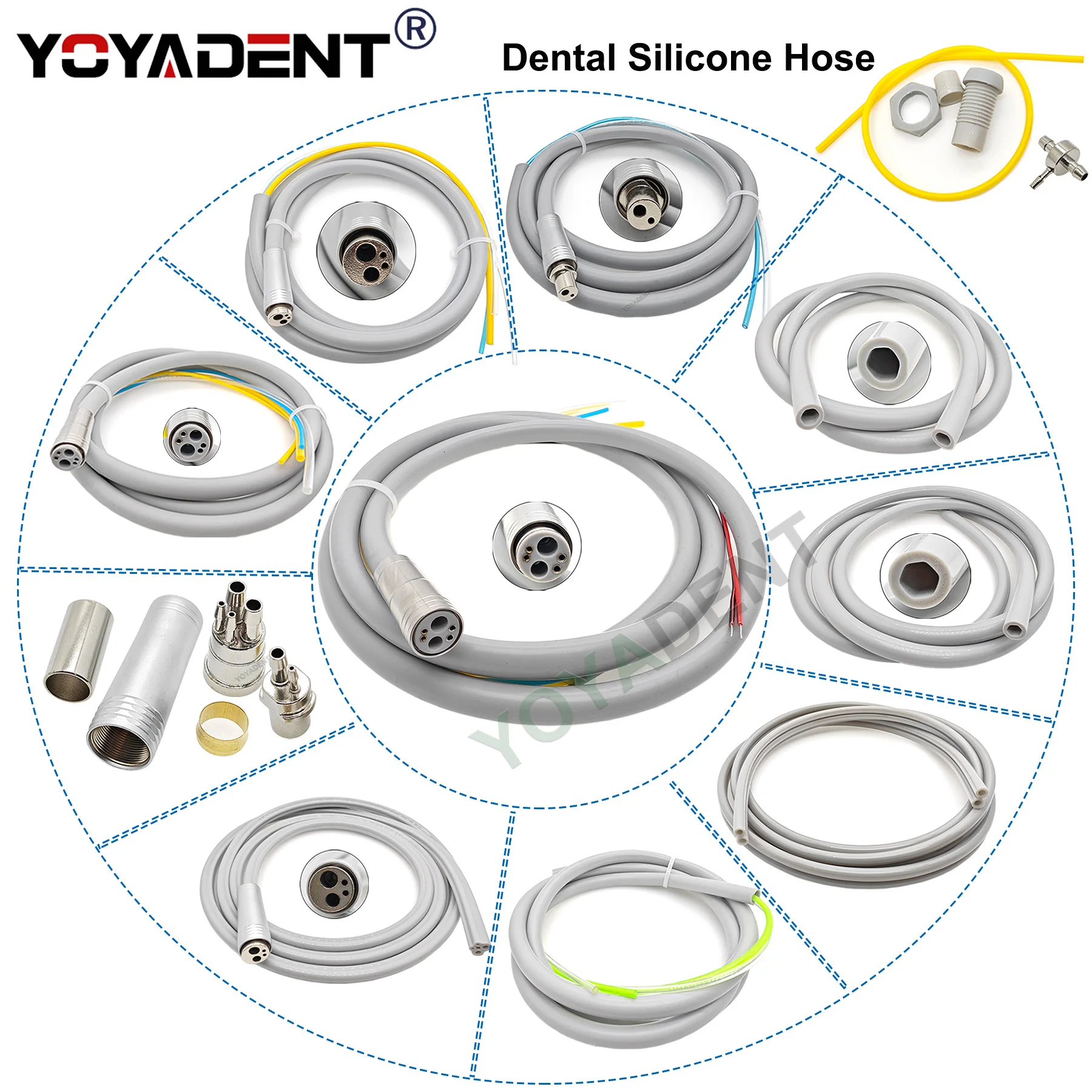 

Dental Turbine Silicone Hose 2/4/6 Holes Fitting For Air Turbine Motor Dental Chair Accessories