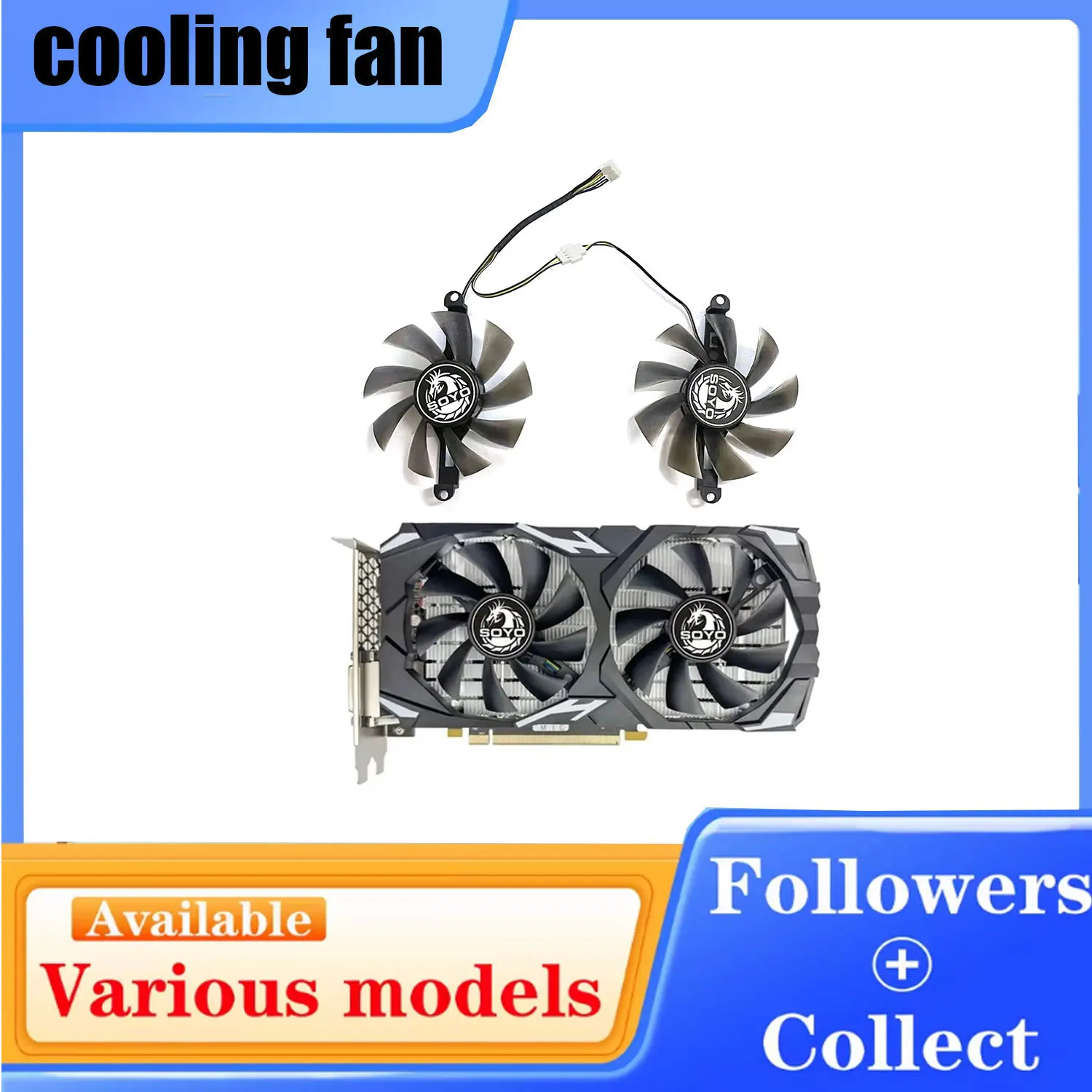 New cooler fan 85MM 4PIN RX 580 GPU fan suitable for SOYO Radeon RX580 8G graphics card cooling