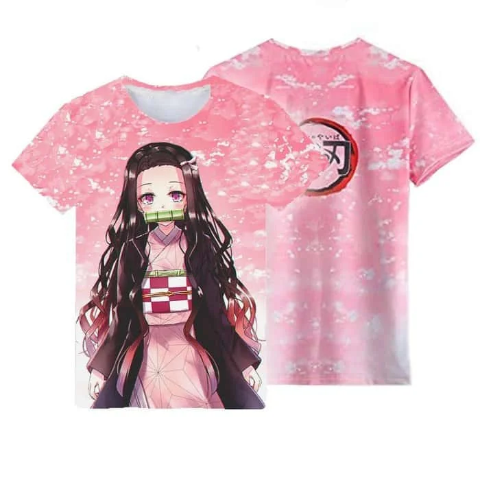 2026 New Ghost Slayer Blade You Bean Tie Dye T-shirt Anime Merchandise Unisex Summer Plus Size Short Sleeved Shirt Kids