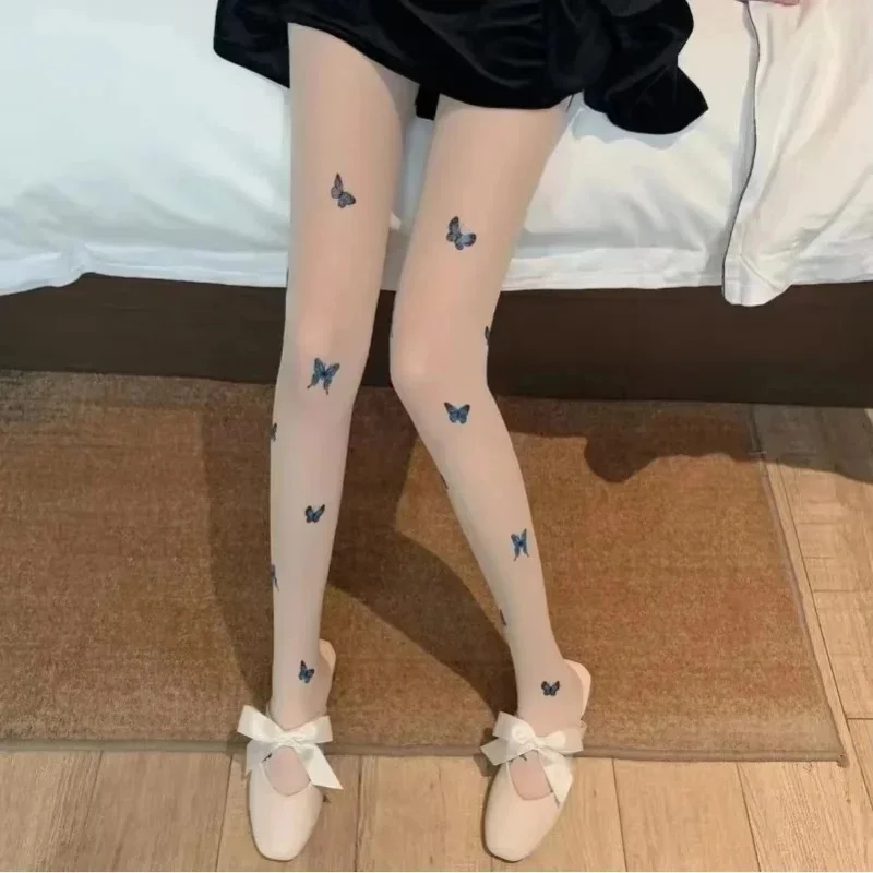 1-4pairs Ultra-Thin Sexy Black Silk Stockings Women'S Butterfly Patterned Transparent Skin Beautifying Pineapple Design Tights