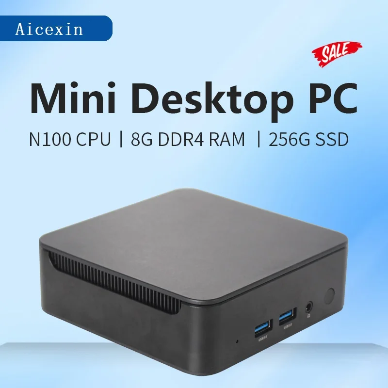 Mini host per computer N100 Quad Core CPU Corpo in plastica di alluminio per uso domestico in ufficio di intrattenimento