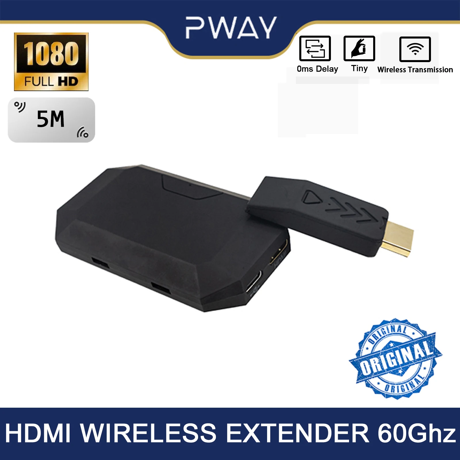 PWAY Millimeter Wave Wireless HDMI Extender No Delay 60Ghz 3.96Gbit/s Transmitter and Receiver Zero Latency for PC Laptop PS5