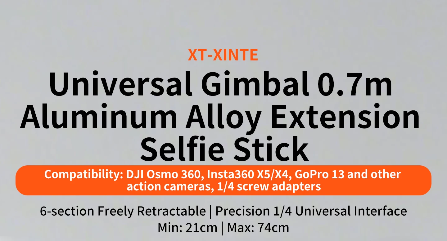 70cm Aluminium Unsichtbarer Selfie-Stick 6-teilige Verstellbare Verlängerungsstange für Insta360 X5/X6 für DJI OSMO 360 II/Action 5 Pro Kamera – Detail 1