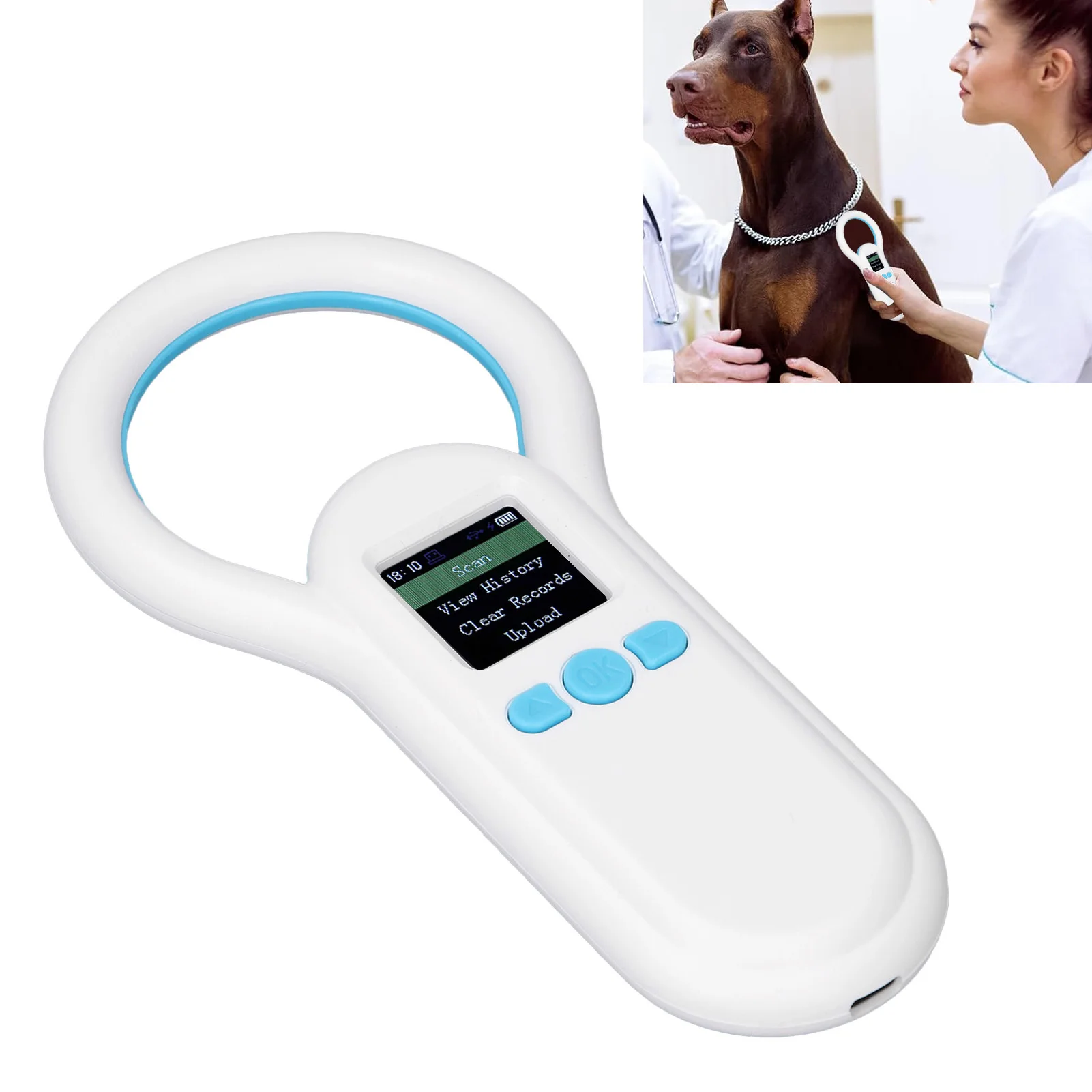 S20 الحيوان معرف الماسح الضوئي الحيوانات الأليفة قارئ الرقائق الدقيقة 500 سجلات التخزين 134.2 كيلو هرتز 800 مللي أمبير 0-80 متر نطاق لاسلكي لفحص السكك الحديدية #6