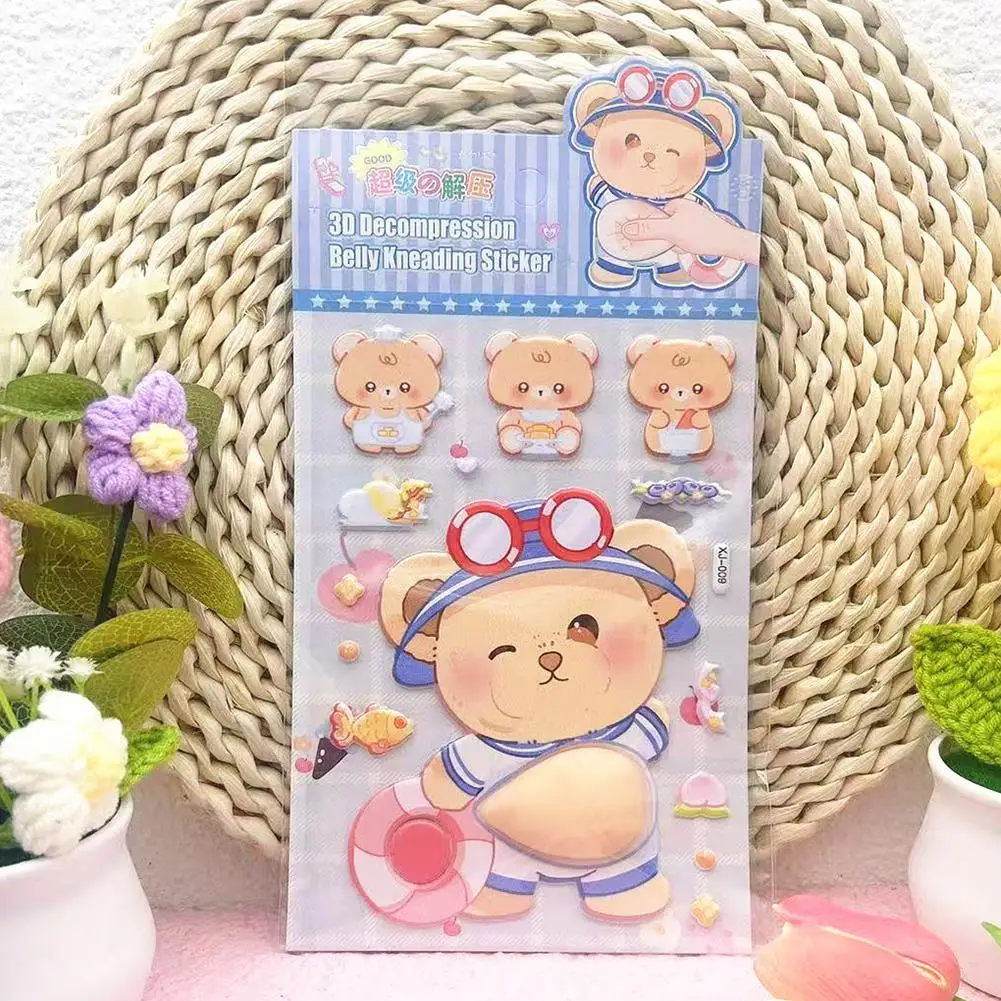 1Pcs PP Aufkleber Cartoon Weiche Nette Bauch Kneifen und Entspannung Aufkleber Kaninchen Tier Panda Furong Haut 3D Aufkleber Kreative