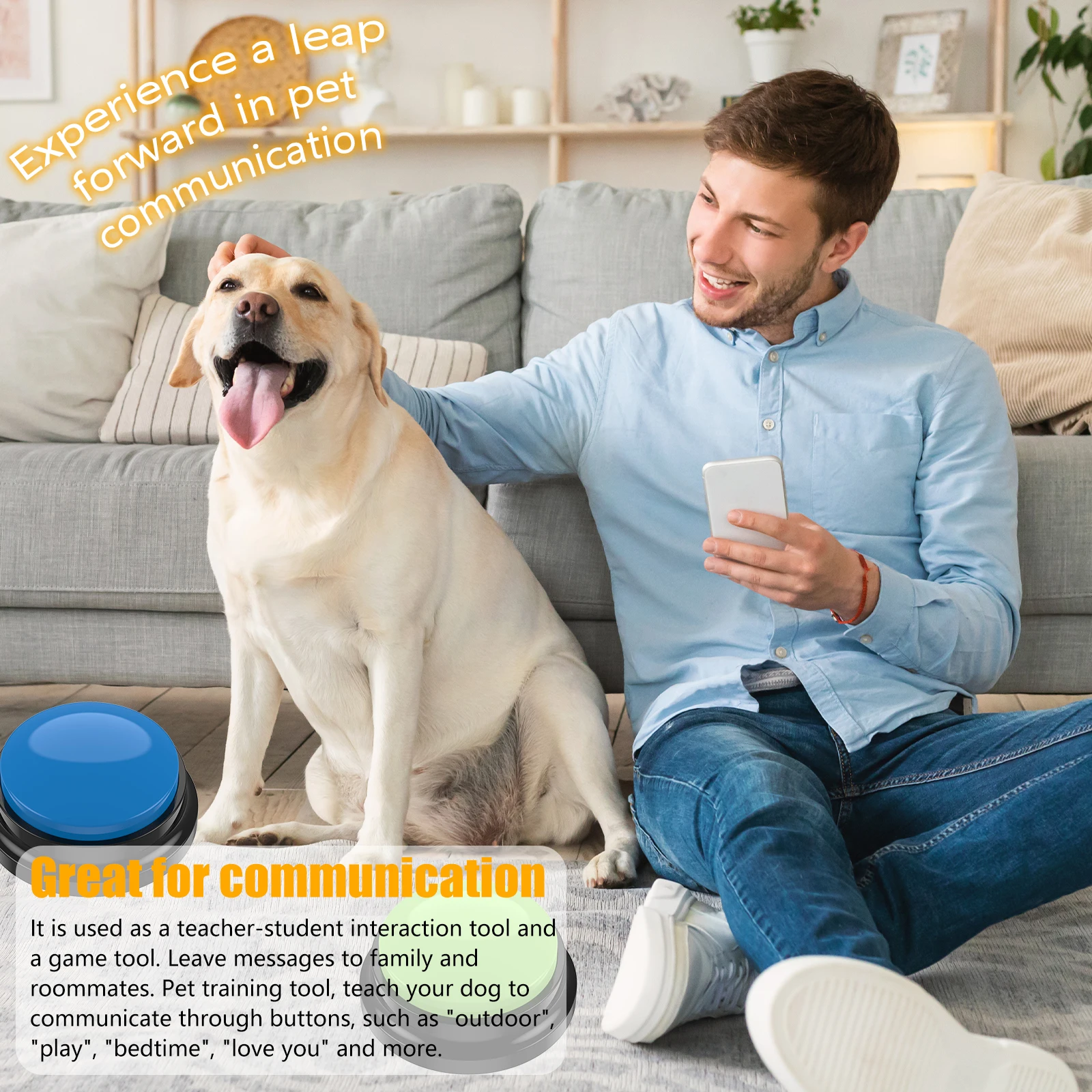 

Dog Training Buttons Interactive Pet Toy with Light And Sound Buzzer Talking Button for Dog Cat Intelligence Training