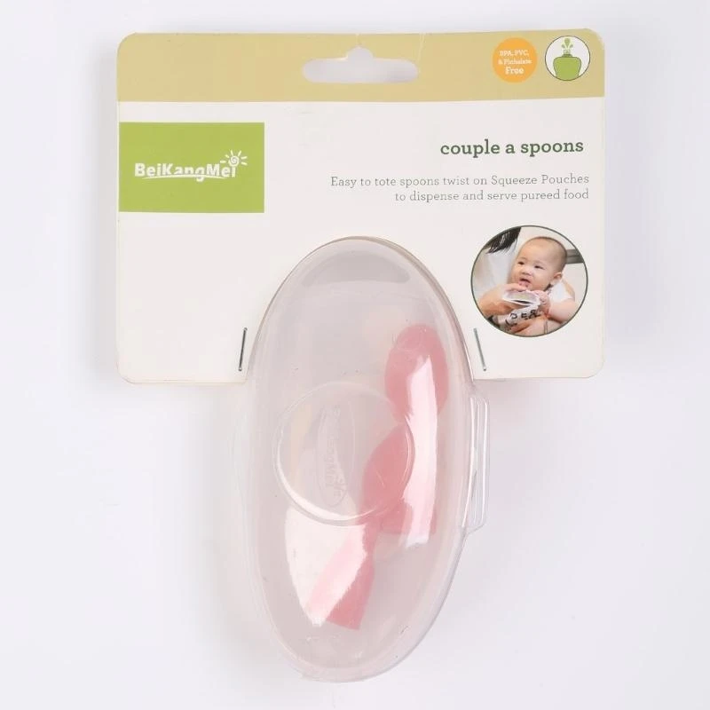 

J15U 2pcs/set Baby Training PP Teether Spoon Infant Tableware Sealing Device