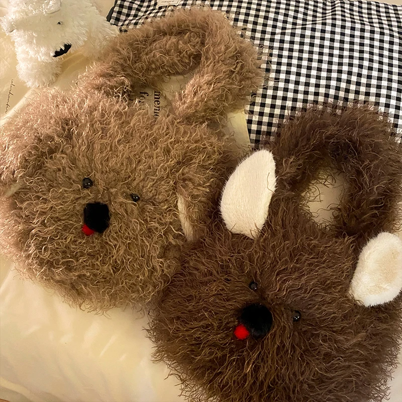 

Cute Little Dog Plu Tote Bag Women's Casual Sle Autumn Winter New Faion Girl's Bag Commute Scenarios Soft Leather