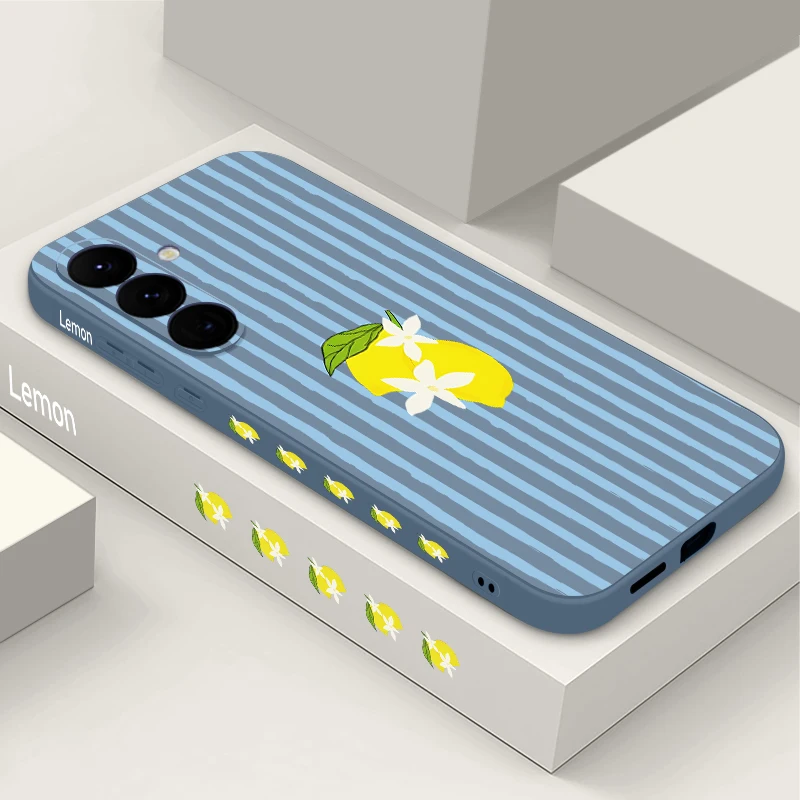 스트라이프 레몬 프린트 TPU 폰 케이스 삼성 갤럭시 S24 S25 FE S25 S23 S22 울트라 A17 A56 A16 A55 A25 A15 A36 A54 5G 소프트 커버