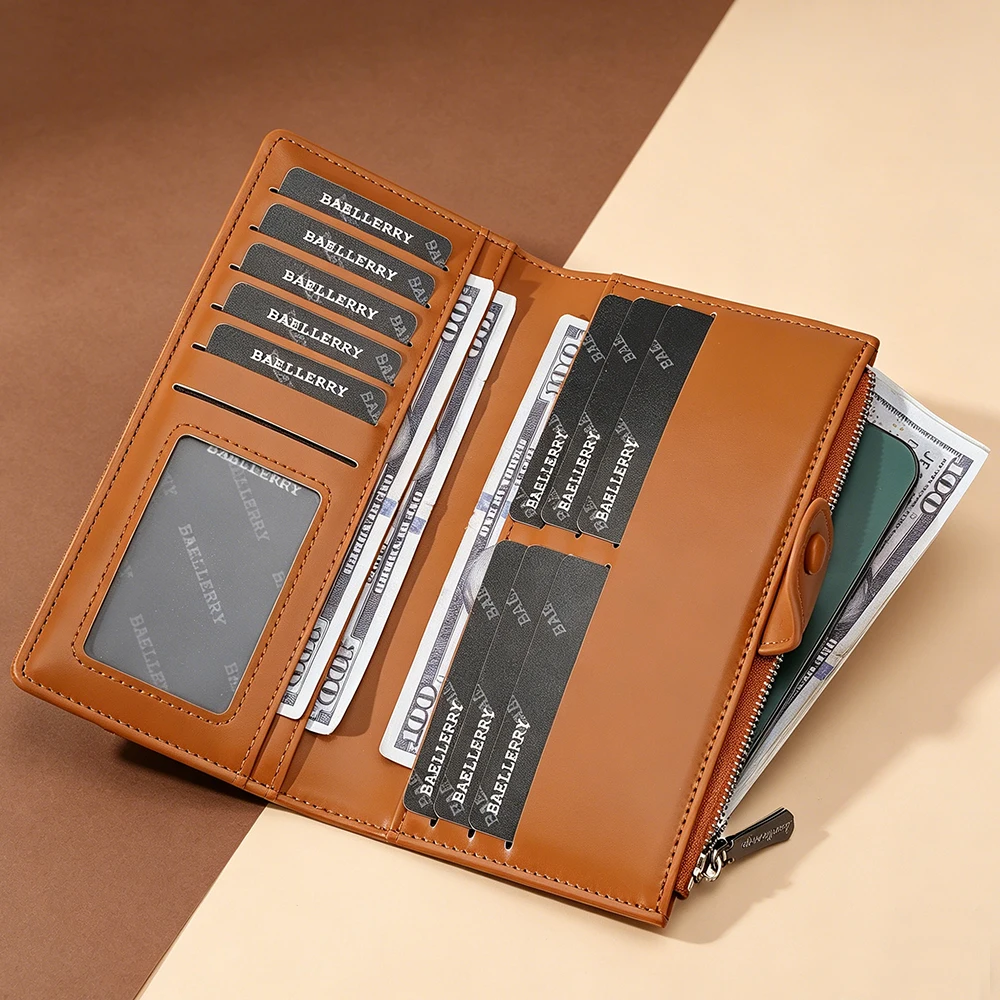 New Women Long Wallets Large Capacity Card Holder Zipper Femal Coin Purses Photo Holder Phone Pocket Money Clip For Ladies
