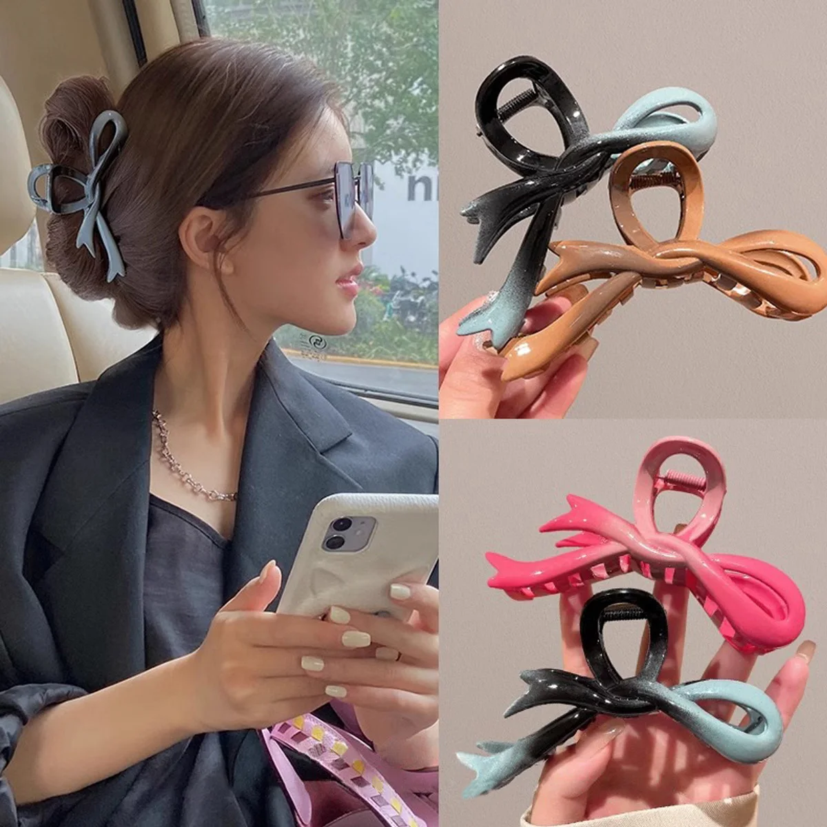 1 PC Women's Hair Claw Clip Bow Grip Shark Clip Barrette Hairpin Fashion Hair Accessory for Girls Hair Ornament