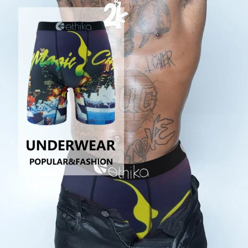 

ETHIKA Men Underwear Boxers Breathable Mesh Crotch Man Swimming Underpants Plus Size S-3XL Mens Panties Sexy Men's Boxer Briefs